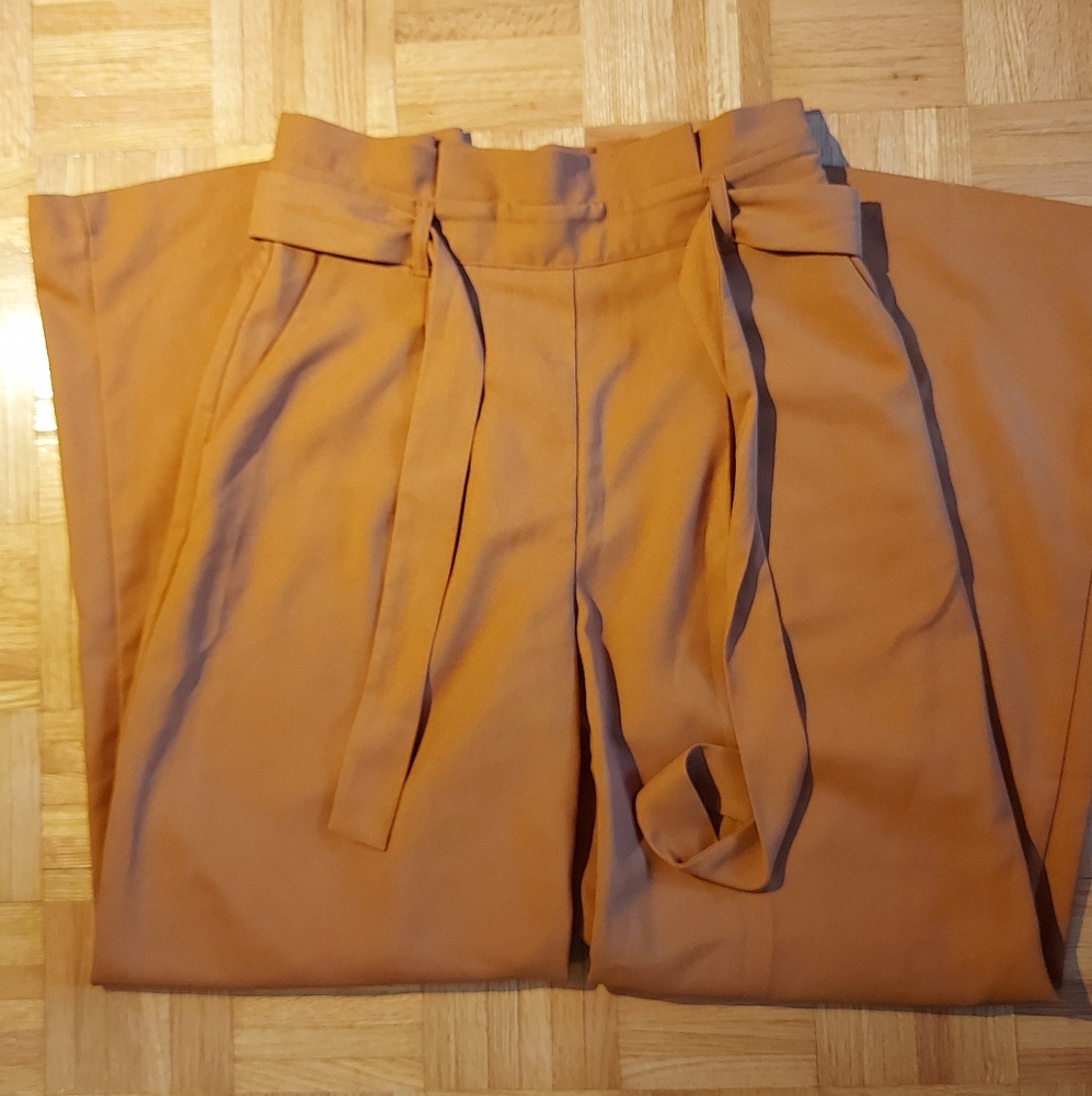 Womens Wide Leg Trousers Vero Moda Orange Brown